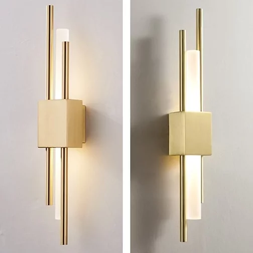Thumbnail: LED GOLD LONG ACRYLIC TUBE GLASS WALL LIGHT MODERN WALL LIGHT - NATURAL WHITE