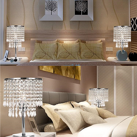 Thumbnail: Crystal chrome table lamps