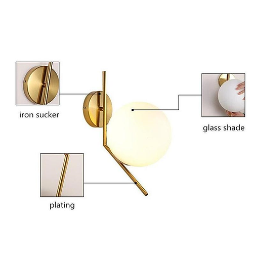 Thumbnail: Mild Steel Gold Finish Frosted Pearl Wall Light