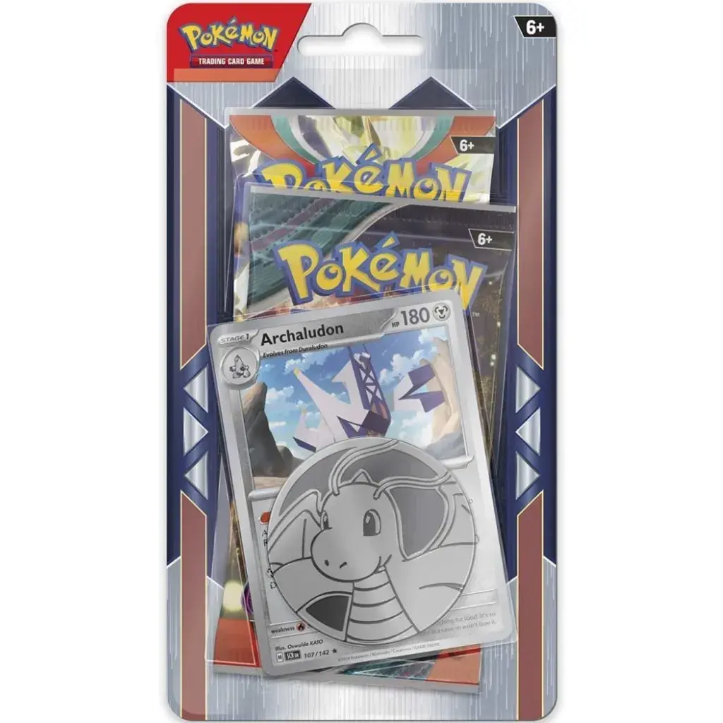 Blister 2 sobres + moneda Dragonite y Promo Archaludon Galaxy holo