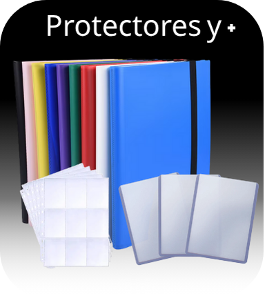 Carpetas, fundas de cartas. Texto: Protectores y +.