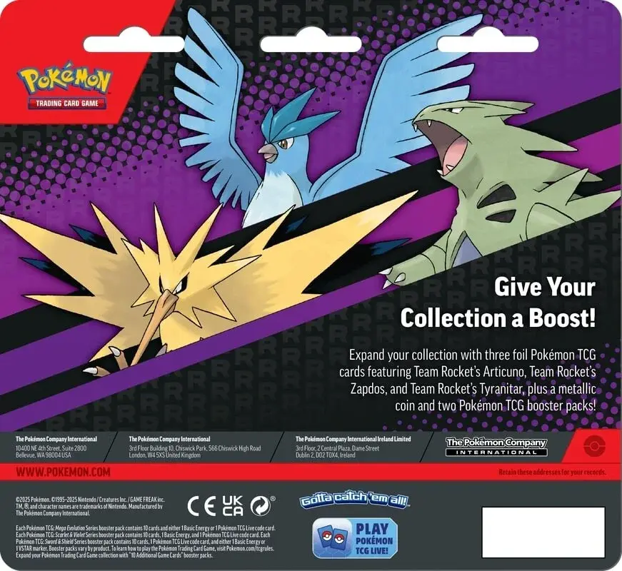 Miniatura: Blister Team Rocket - 2 sobres, 3 cartas promo y moneda de Zapdos