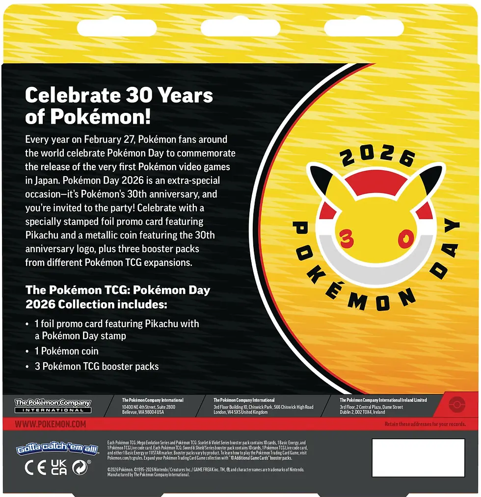 Miniatura: Pokemon Day 2026 Collection - 3 sobres + moneda 30 aniversario