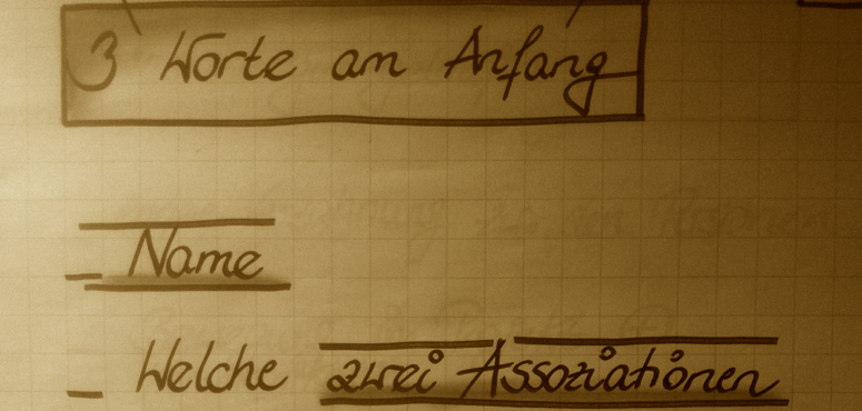 FlipChart "3 Worte am Anfang"