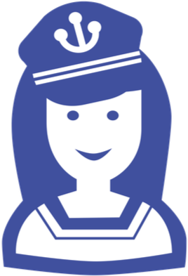 Comic-Figur Henriette (Dunkelblaue Kapitänin)