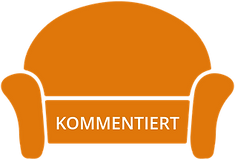 Orangefarbenenes Sofa, beschrieben mit Worten "Kommentiert"