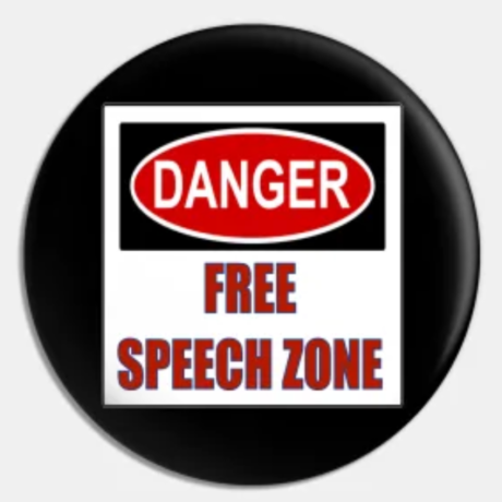 TEE PUBLIC danger free speech zone pin badge