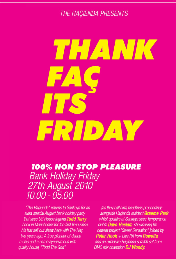 hacienda thank fac its friday 100% non stop pleasure