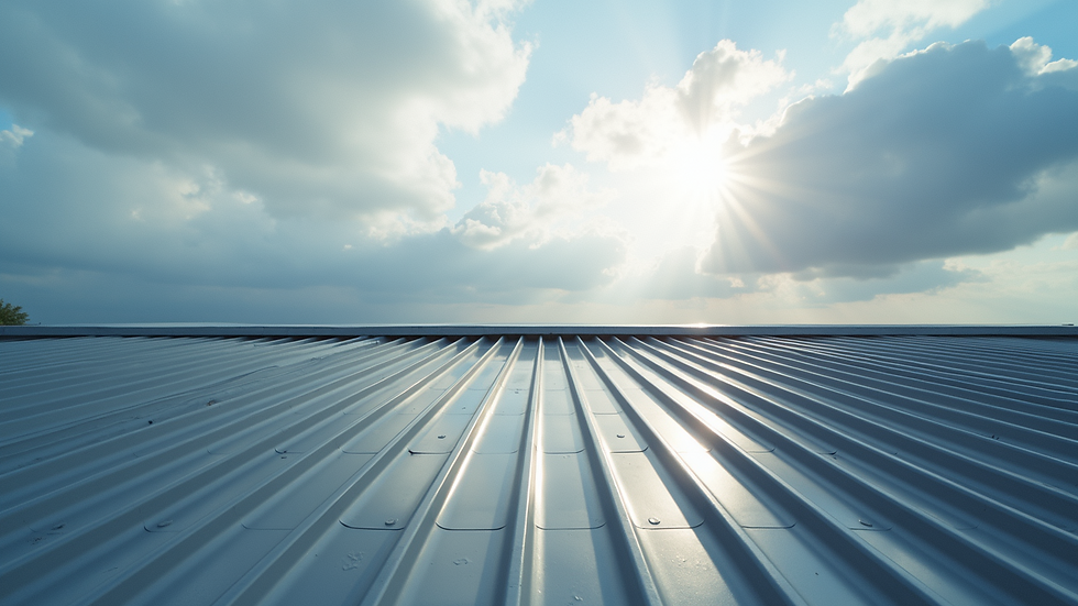 Wide angle view of a modern metal roof