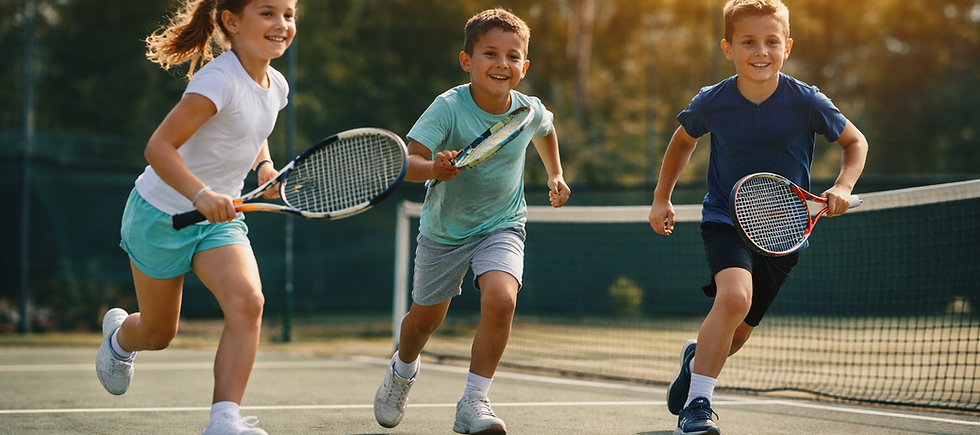 Children playing tennis under the sun.png
