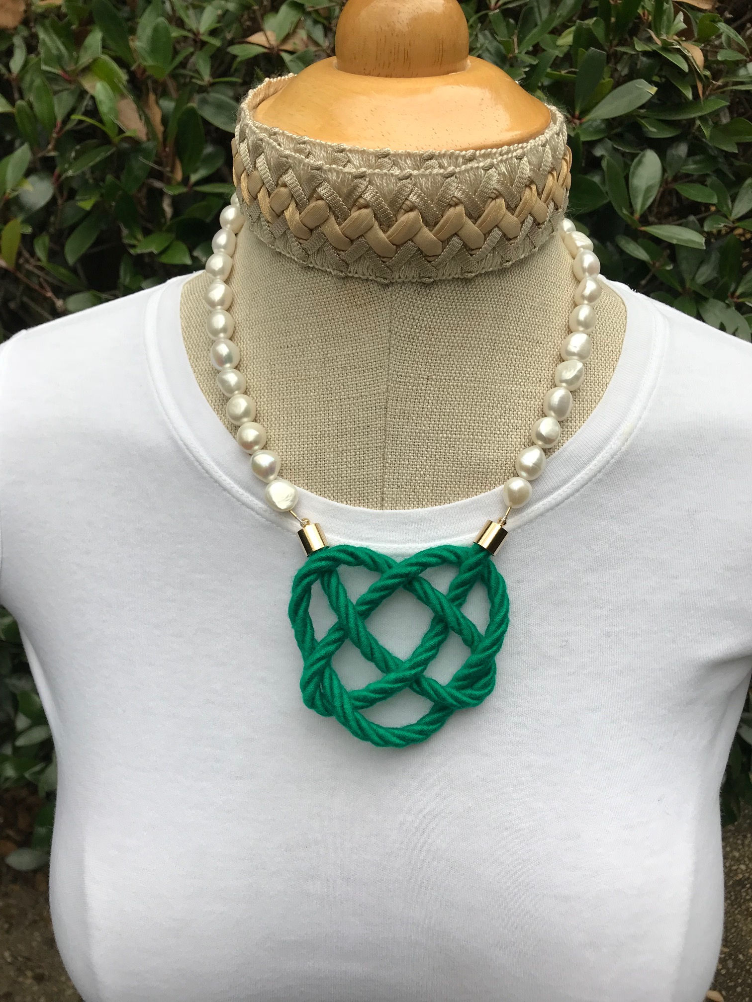 Emerald Knot on Pearls