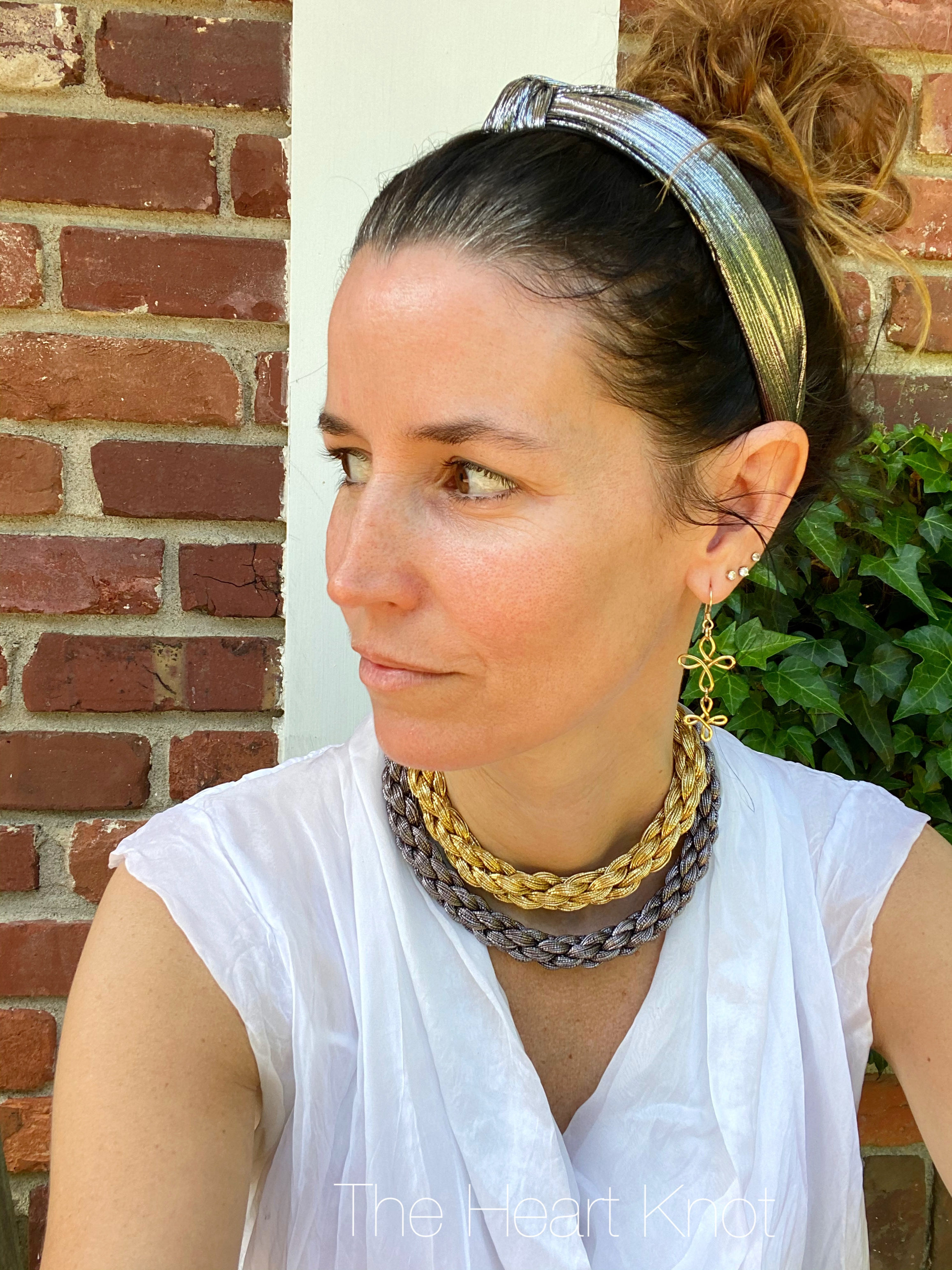 Gunmetal Grey & GoldDouble Choker