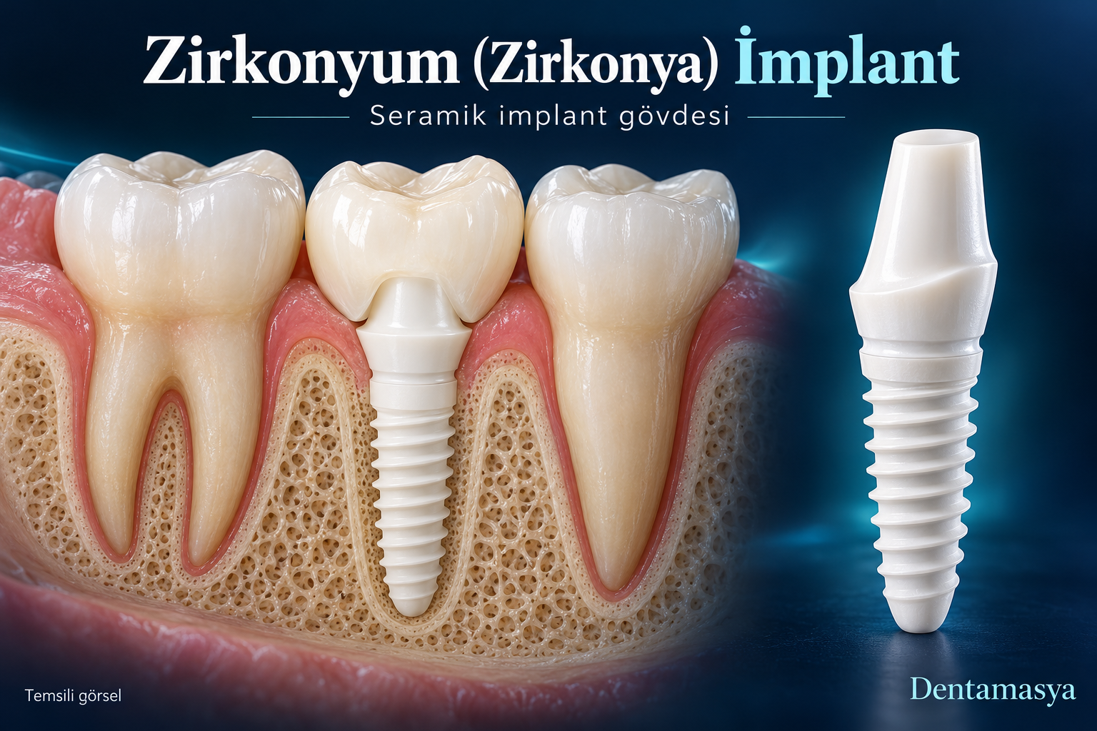 Zirkonyum (Zirkonya) İmplantlar — temsili görsel