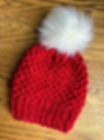 Luxury Merino Wool Super Bulky Pom Pom Hat - Red