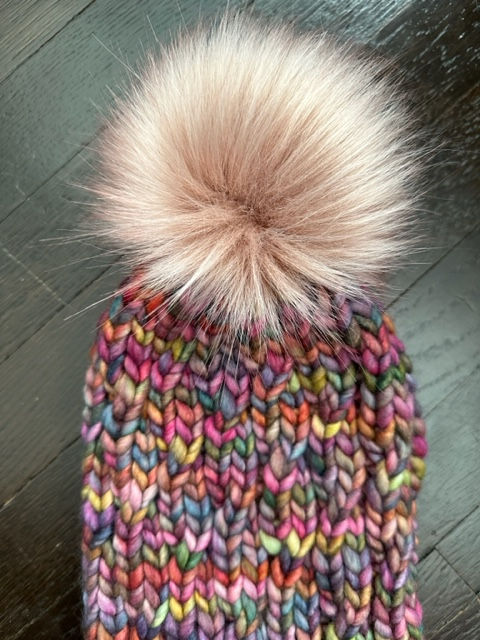 Thumbnail: Luxury Merino Wool Swirled Super Bulky Pom Pom Hat - Diana