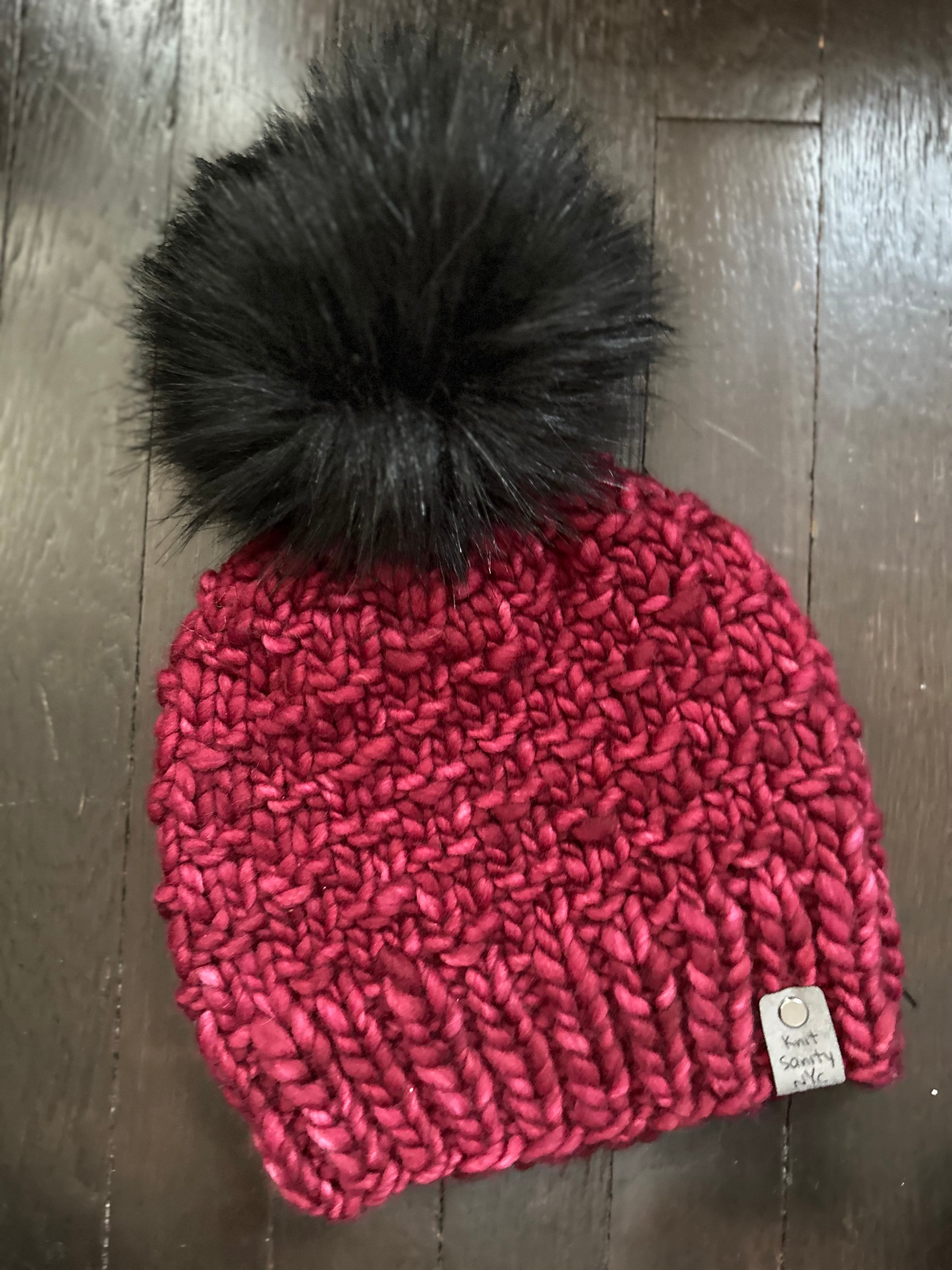 Textured and Ribbed Luxury Merino Wool Super Bulky Pom Pom Hat - Pagoda