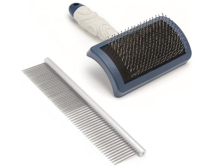 Mikki Stainless Steel Comb and Hard Pin Slicker Brush