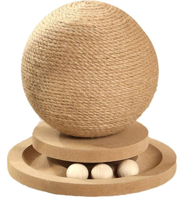 Jute Cat Scratching Ball with Rolling Track