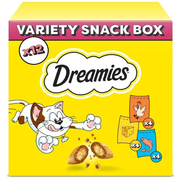 DREAMIES - Cat Treats - 12 x 60g - Multipack Biscuits - Variety Snack Box - 12 P