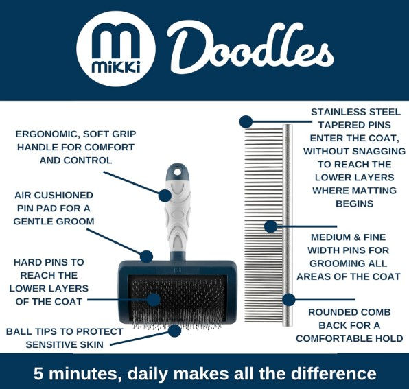 Thumbnail: Mikki Stainless Steel Comb and Hard Pin Slicker Brush