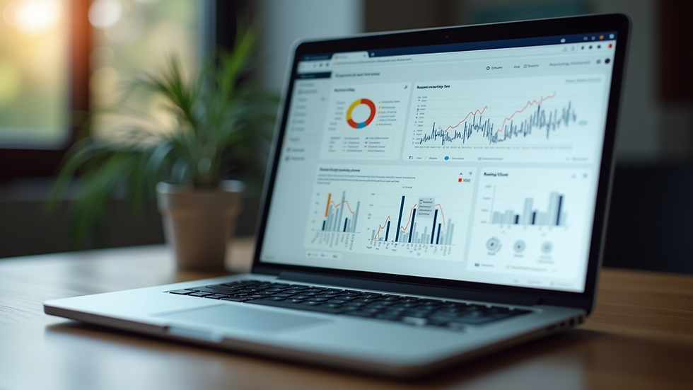Close-up view of a laptop with SEO analytics on the screen