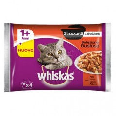 Whiskas Straccetti Casserole in Gelatina Pollo, Manzo, Agnello, Pollame 4x85G