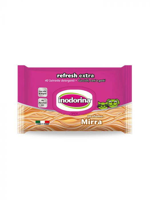Inodorina Refresh Extra - 40 Salviette Detergenti - Profumazione Mirra Orientale