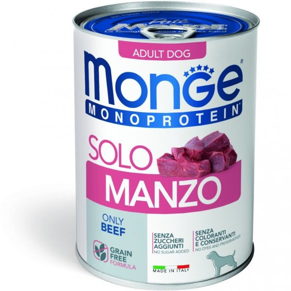 Monge Monoprotein Paté Adult solo Manzo Alimento Umido per Cani Adulti 400 g