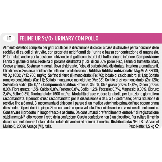 Miniatura: PURINA PRO PLAN VETERINARY DIETS  gatto UR Urinary St/Ox ricco di Pollo 1,5 Kg.