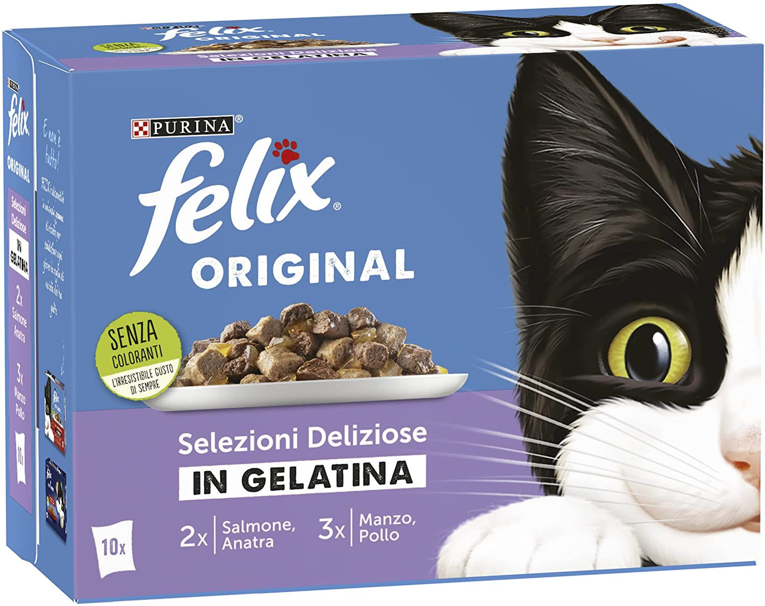 FELIX Gatto Selezioni in Gelatina con Manzo,Pollo,Anatra e Salmone