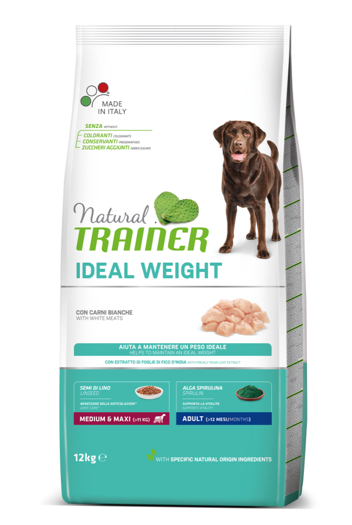 Natural Trainer Ideal Weight Medium/Maxi Adult con Carni bianche 12 Kg.