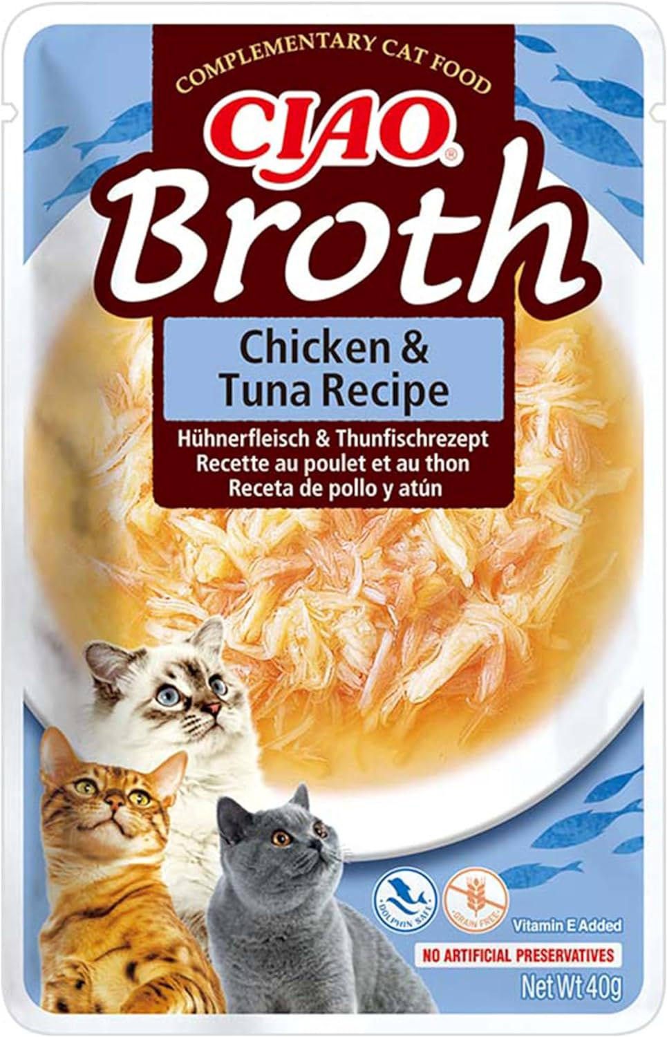 INABA CIAO Brodo di Pollo e Tonno Brodo Sano e Gustoso con Straccetti di Pollo
