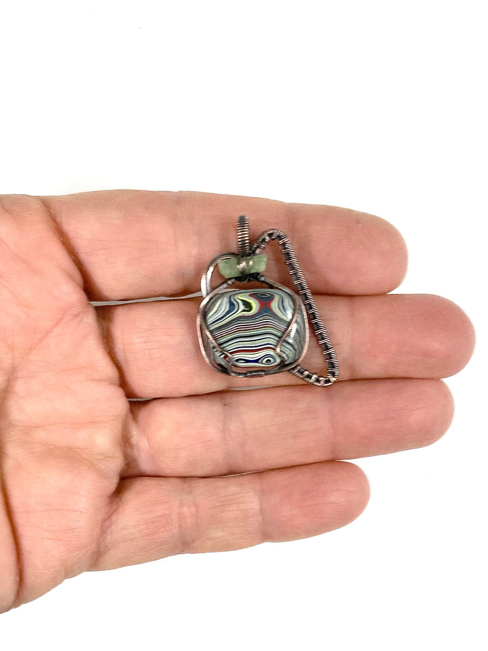 Thumbnail: Copper Wire Wrapped Fordite Pendant 