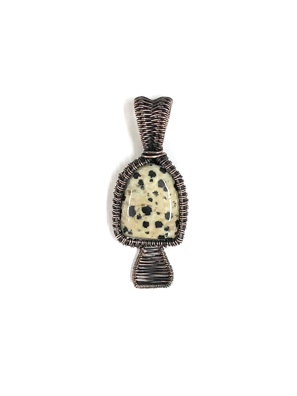 Thumbnail: Copper Wire Wrapped Dalmatian Jasper Mushroom Pendant 