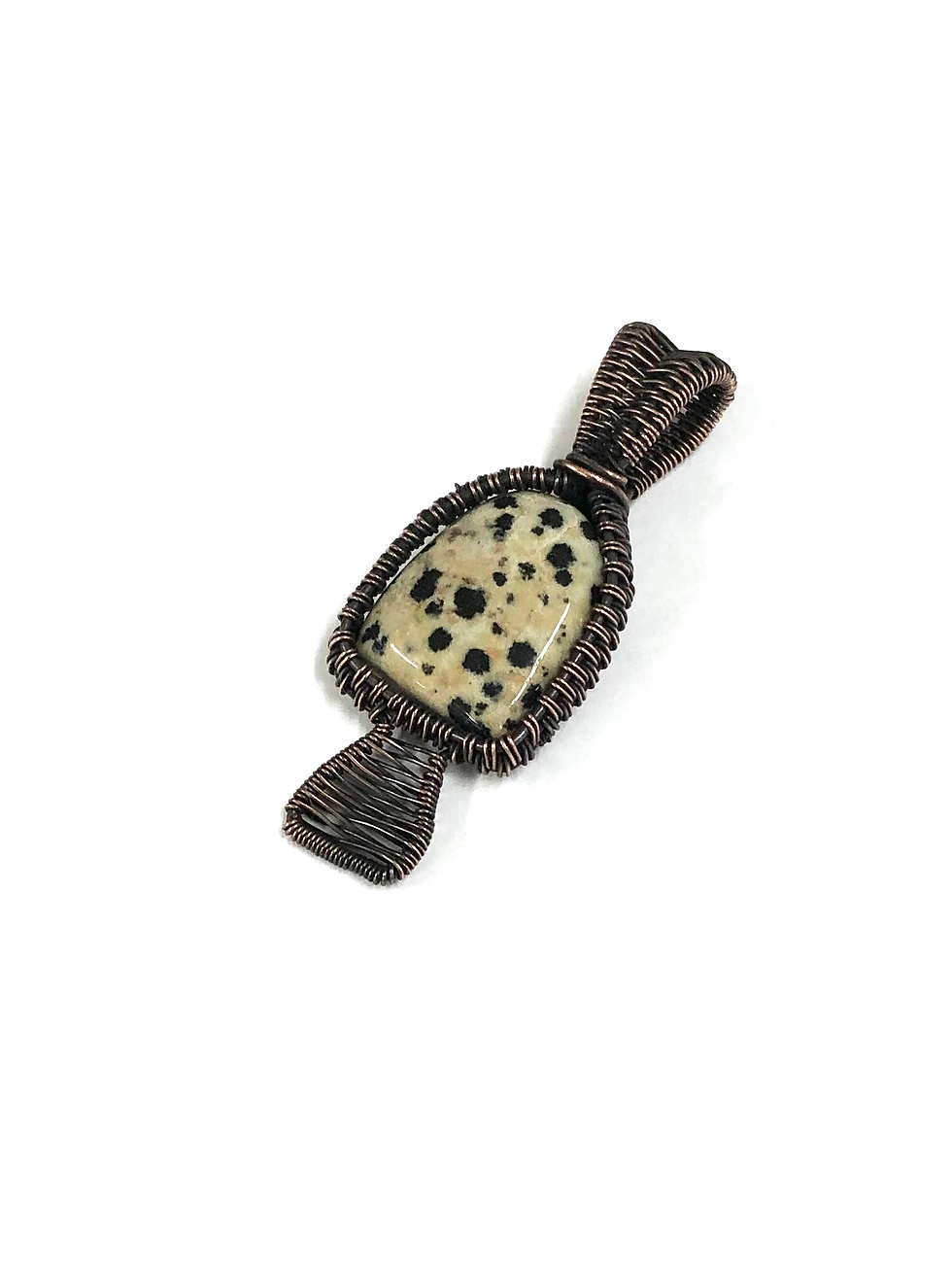 Thumbnail: Copper Wire Wrapped Dalmatian Jasper Mushroom Pendant 