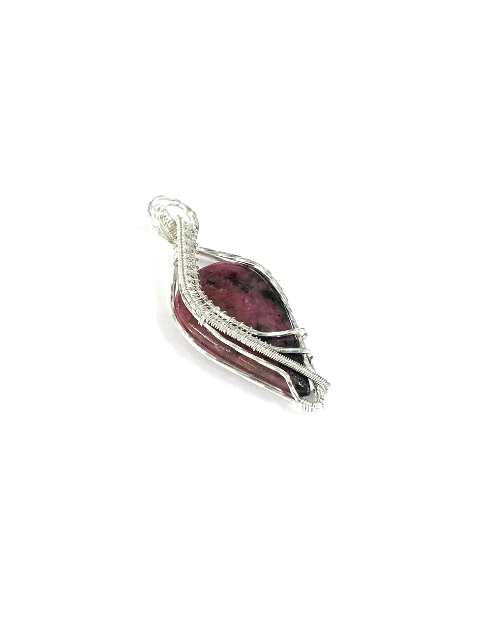 Thumbnail: Sterling Silver Wire Wrapped Rhodonite Pendant 