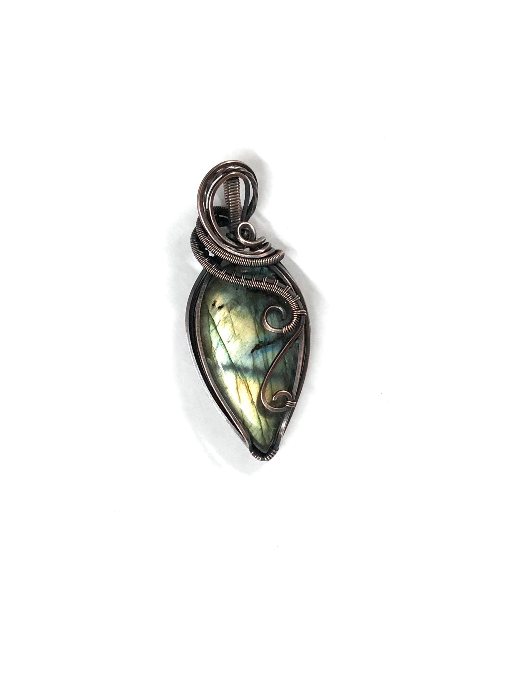 Copper Wire Wrapped Labradorite Pendant