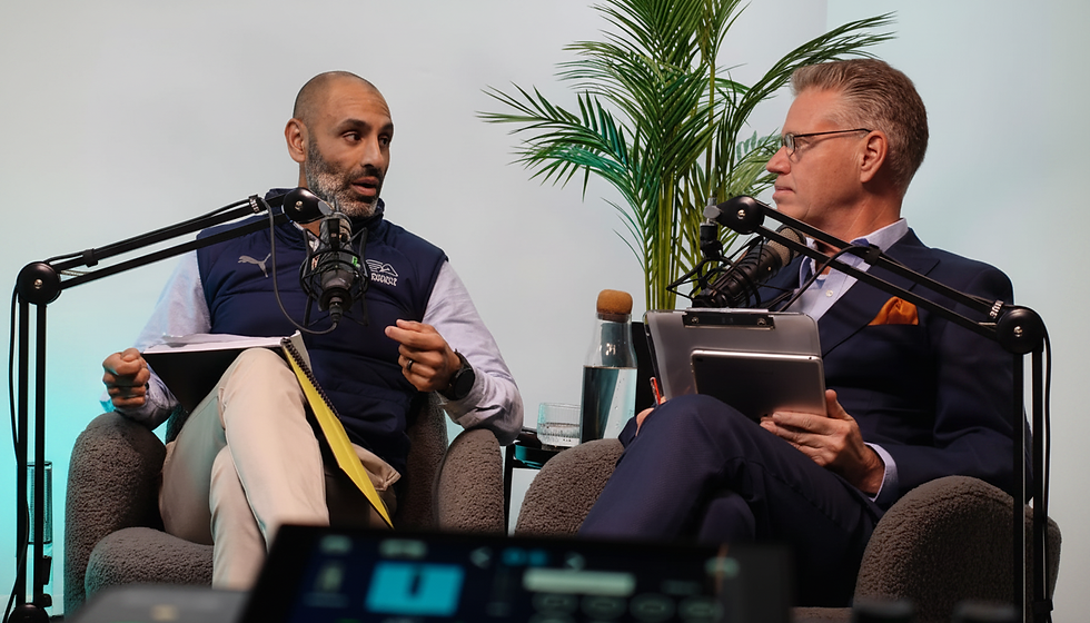 Stephen & RJ Singh discussing on a podcast
