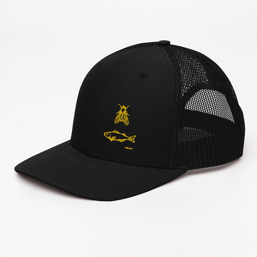 Thumbnail: Trucker Hat, Fly Fish Embroidered Design