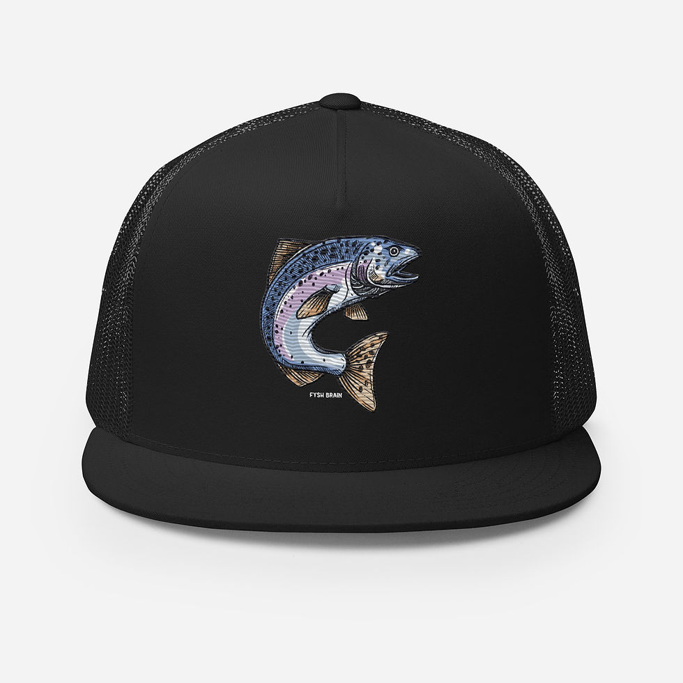 Thumbnail: Trucker Hat, Salmon Embroidered Design