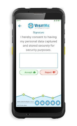 VisitMe consent panel on scanner device