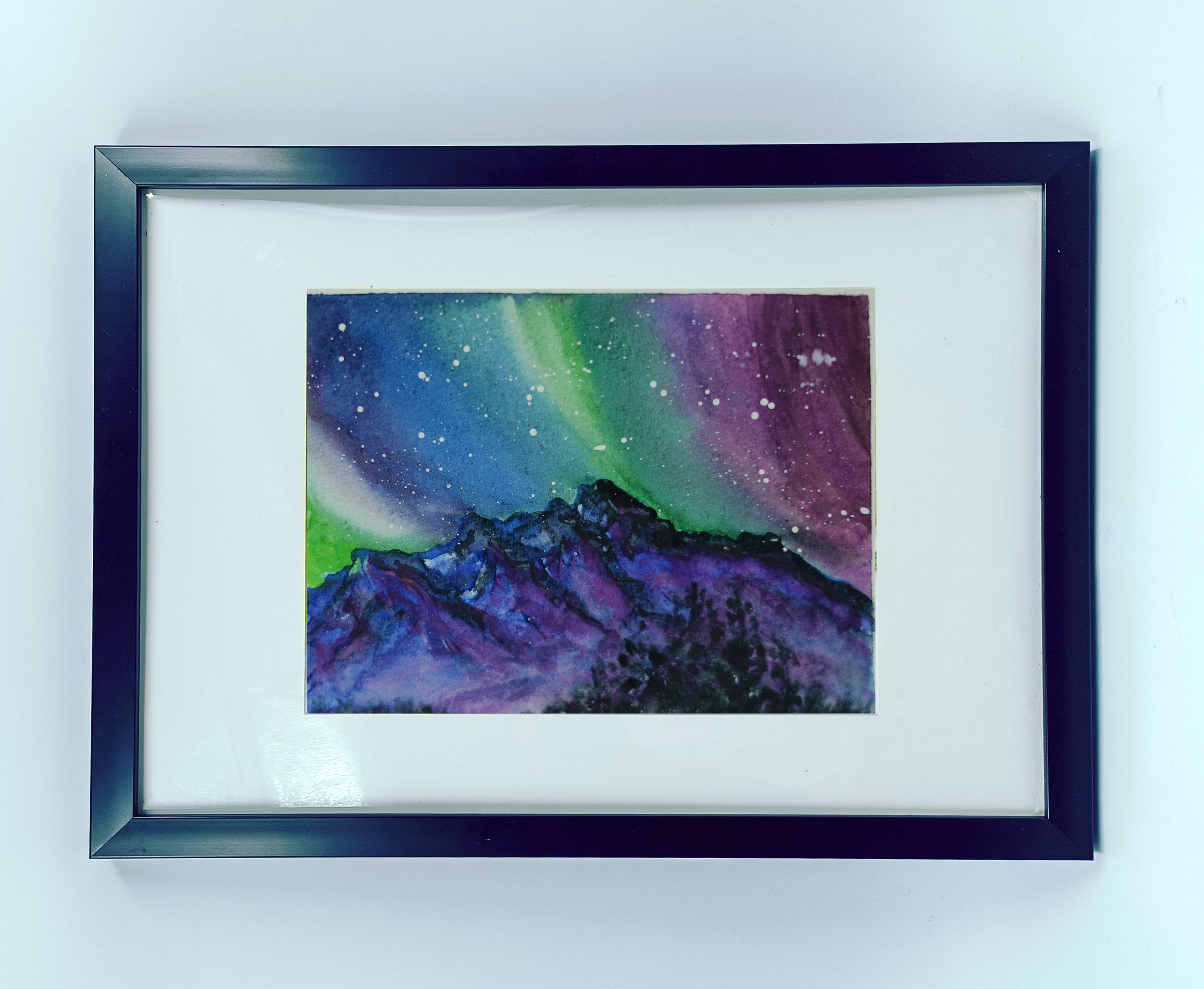 Colors of night sky - landscape - watercolor