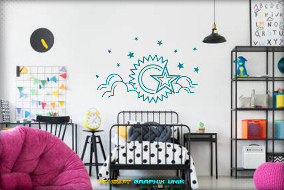 Miniature : Soleil brillant et étoiles sur les nuages