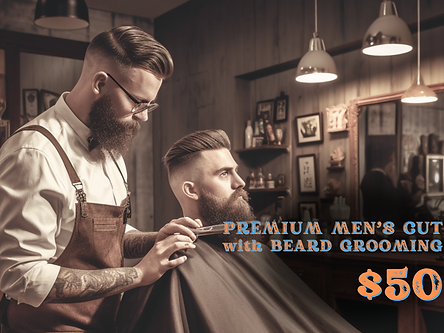 Premium Men's Cut + Beard Grooming