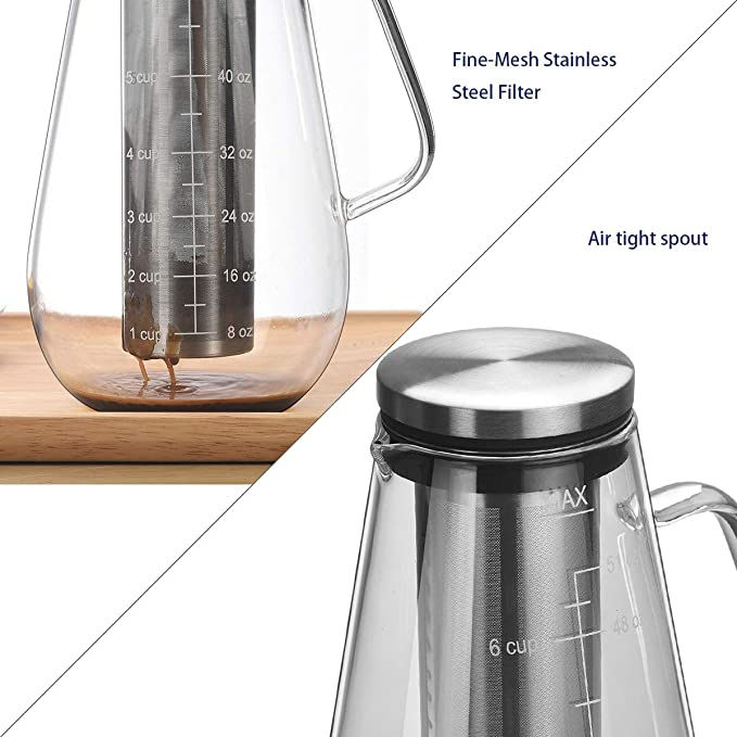 Thumbnail: Cold Brew Coffee Maker Iced Tea Pitcher Infuser with Airtight Lid and Thick High