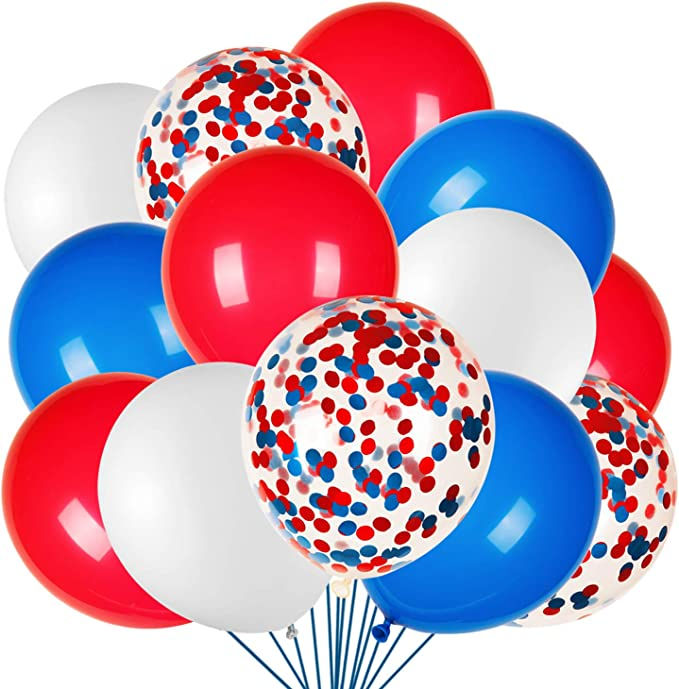 Thumbnail: 80Pcs Red White and Blue Latex Balloons with Confetti Balloons for 4th of July