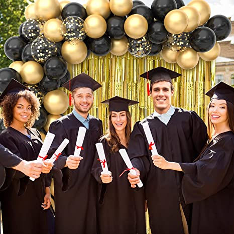 Thumbnail: Black and Gold Balloon Garland Arch Kit 112pcs Black and Gold Party Decorations
