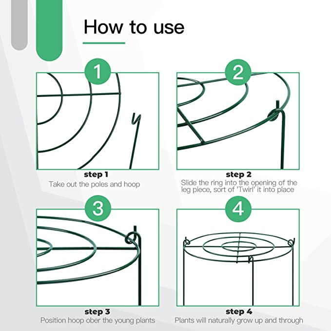 Thumbnail: Peony Cages and Supports Grow Through Plant Supports Ring Hoop with 3 Legs, Pac