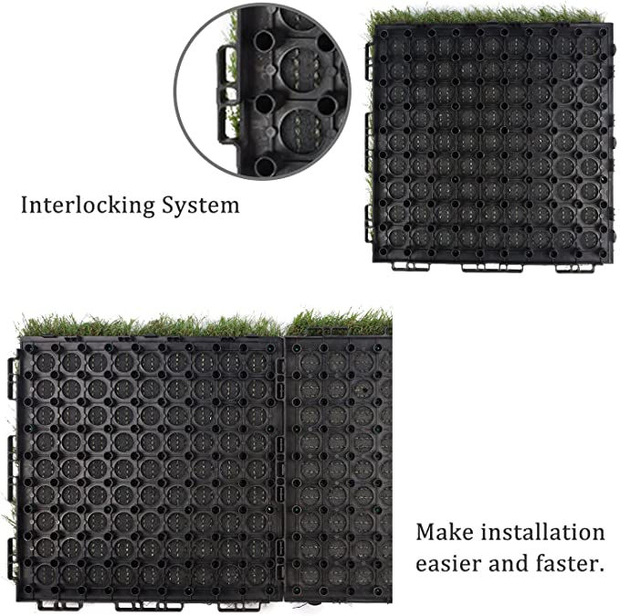 Thumbnail: GOLDEN MOON Artificial Grass Upgrade Interlocking Mat Fake Grass Turf Tiles for