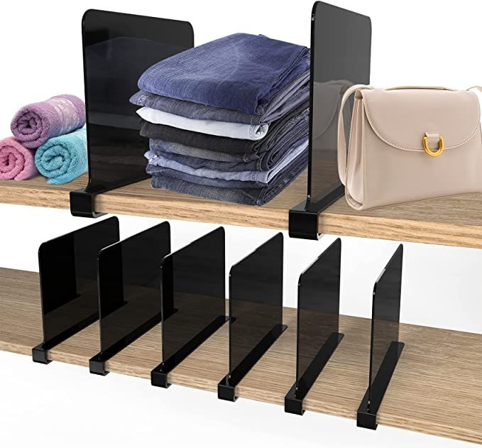 Thumbnail: Hmdivor 8pcs Acrylic Shelf Dividers, Closets Shelf and Closet Separator for Orga
